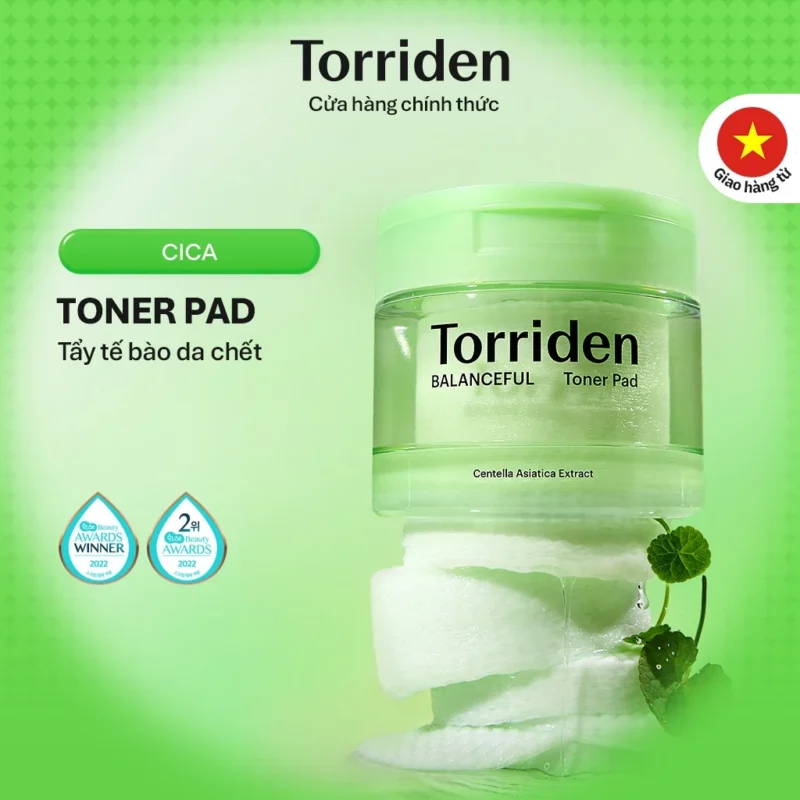 Toner Pad Torriden BALANCEFUL CICA 180ml / 60 Miếng Cân Bằng Da