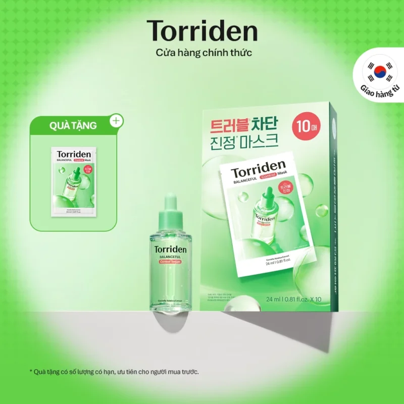 Bộ Chăm Sóc Da Torriden BALANCEFUL CICA Control Serum 50ml + Mask 10 Miếng