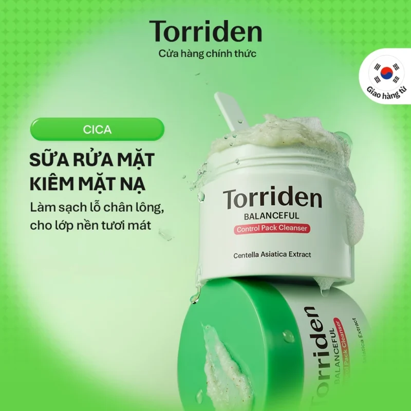 Sữa Rửa Mặt Kiêm Mặt Nạ Torriden BALANCEFUL CICA Pack Cleanser 120g Làm Sạch Da