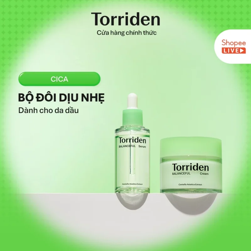 Bộ Chăm Sóc Da Torriden BALANCEFUL CICA Serum 50ml + Cream 80ml