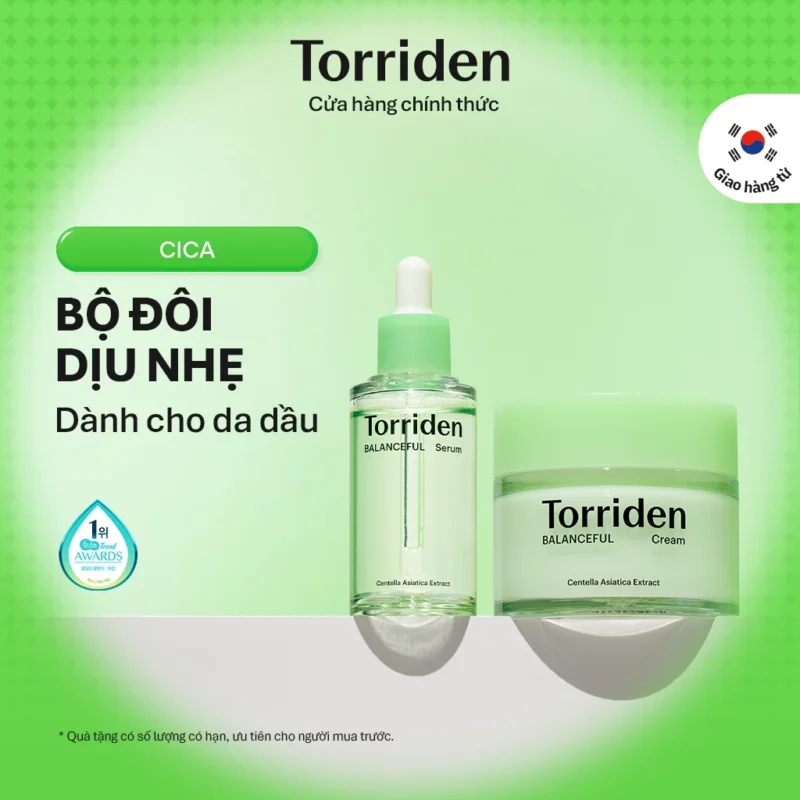 Bộ Chăm Sóc Da Torriden BALANCEFUL CICA Serum 50ml + Cream 80ml