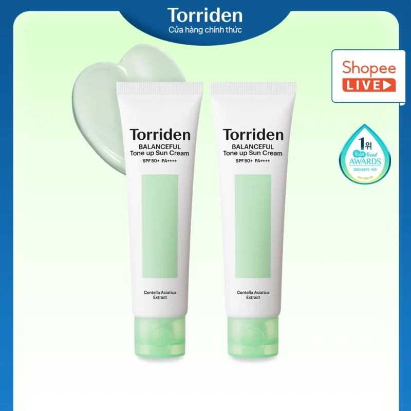Bộ Chống Nắng Torriden BALANCEFUL CICA Tone-Up Sun Cream 2 x 60ml Nâng Tông Da