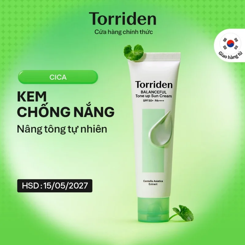 Kem Chống Nắng Torriden BALANCEFUL CICA Tone-Up Sun Cream 60ml Nâng Tông Da