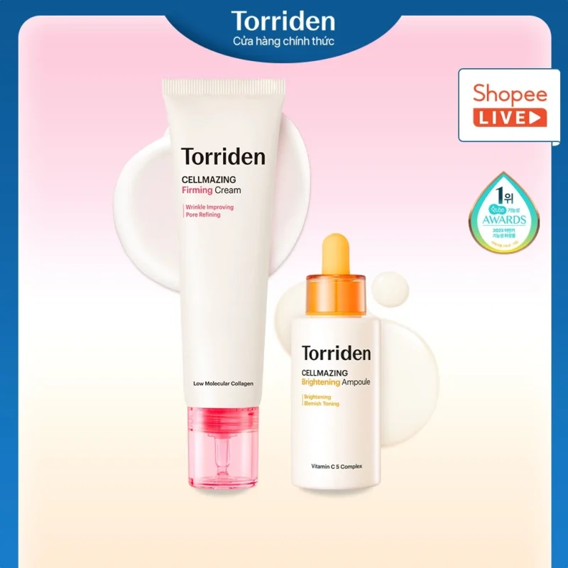 Bộ Chăm Sóc Da Torriden CELLMAZING Collagen Cream 60ml + Vitamin C Ampoule 30ml