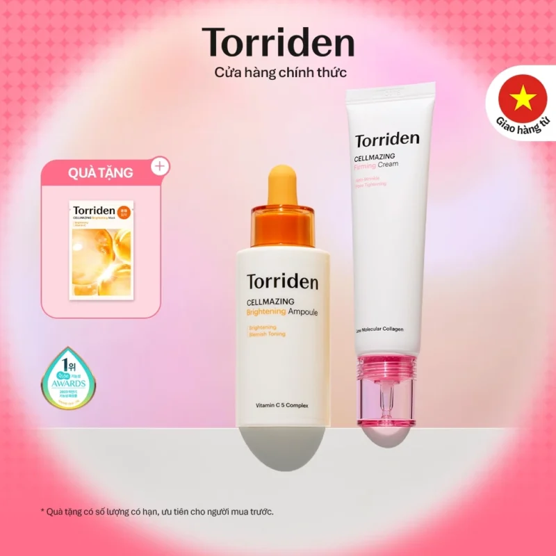 Bộ Chăm Sóc Da Torriden CELLMAZING Collagen Cream 60ml + Vitamin C Ampoule 30ml