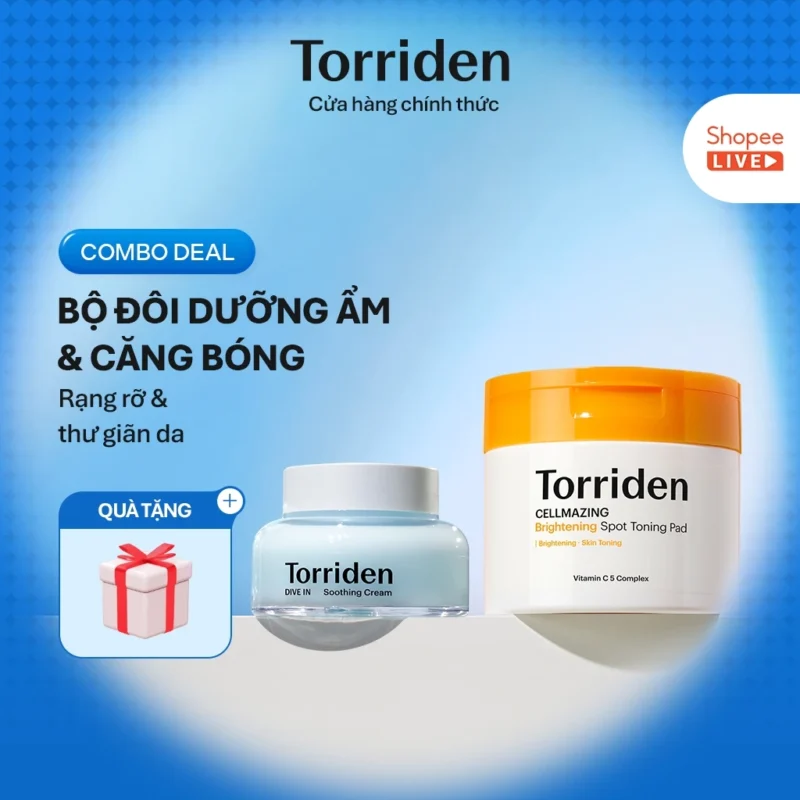 Bộ Chăm Sóc Da Torriden CELLMAZING Vita C Pad + DIVE-IN Soothing Cream 100ml