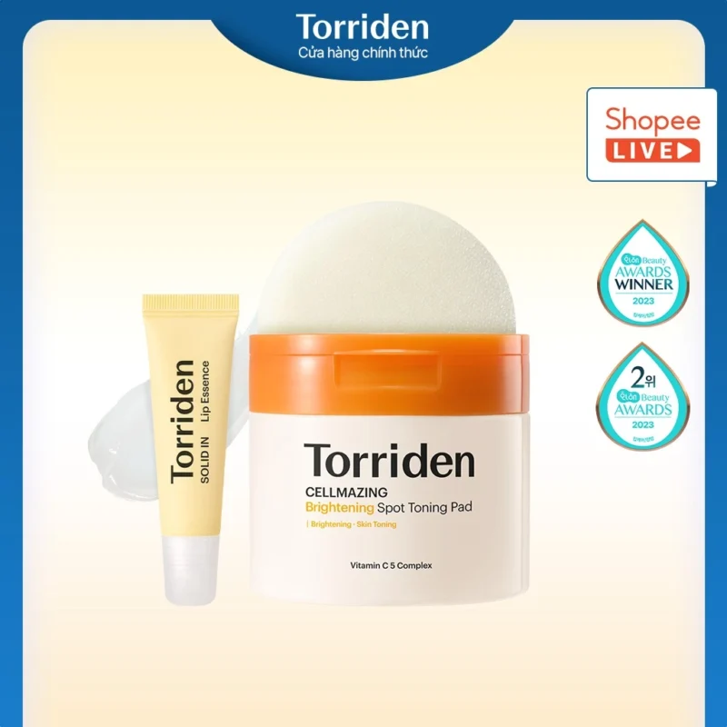 Bộ Chăm Sóc Da Torriden CELLMAZING Vita C Pad + Lip Essence 11ml