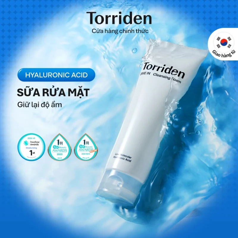 Sữa Rửa Mặt Torriden DIVE-IN Cleansing Foam 150ml Cấp Ẩm, Làm Sạch Da