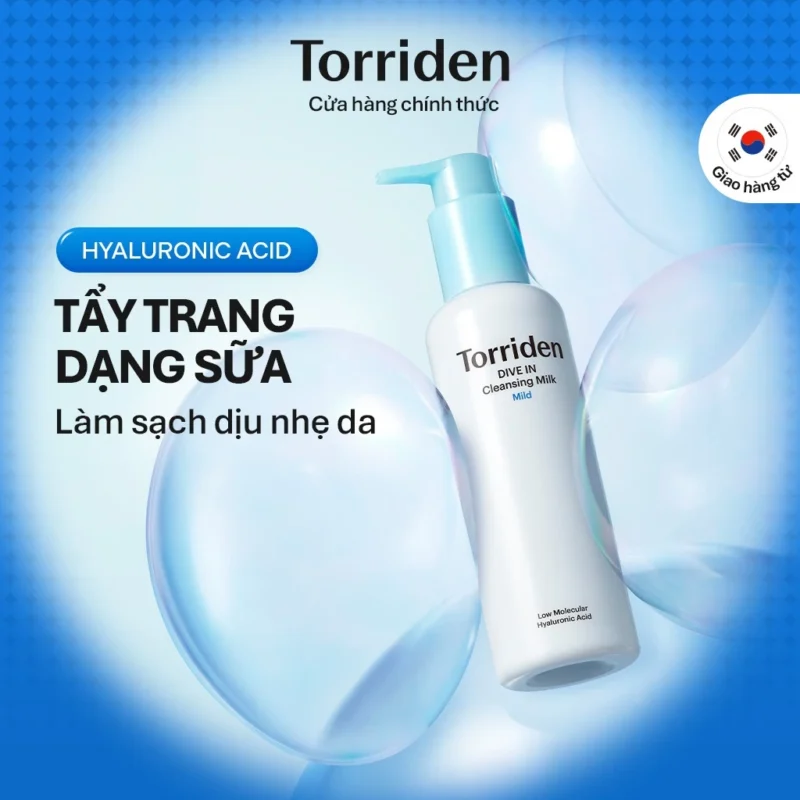 Sữa Tẩy Trang Torriden DIVE-IN Cleansing Milk 200ml Cấp Ẩm, Làm Sạch Da