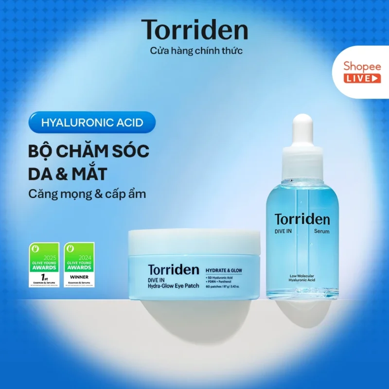 Bộ Chăm Sóc Da Torriden DIVE-IN Hydra Glow Eye Patch 60 Miếng + Serum 50ml Cấp Ẩm