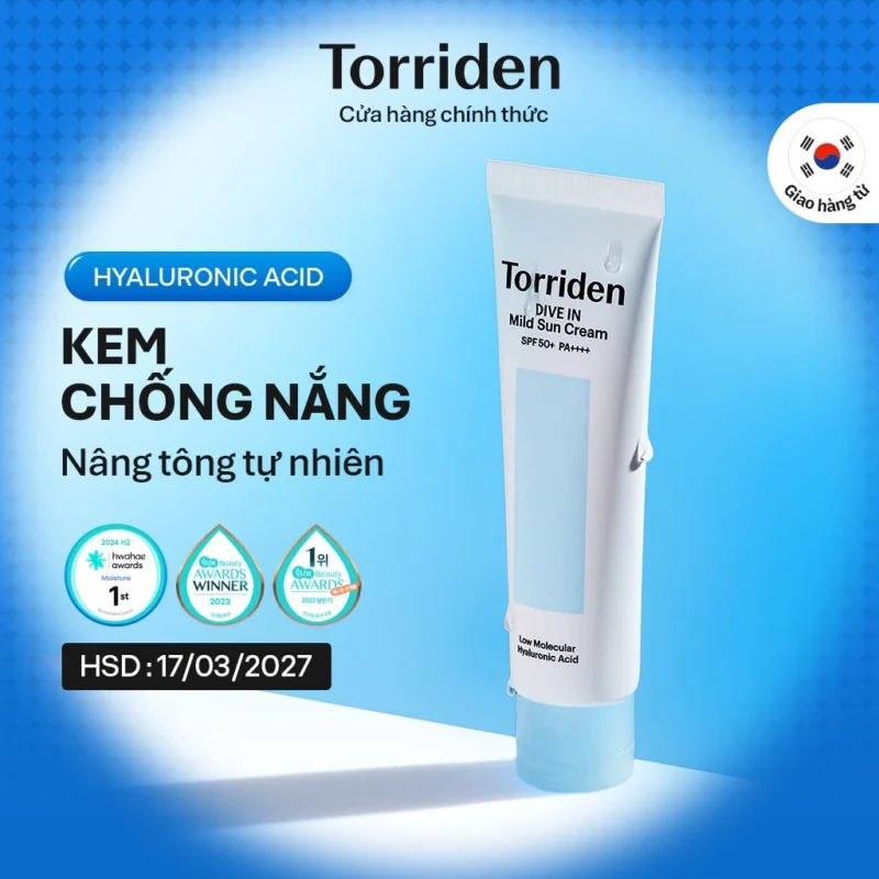 Kem Chống Nắng Torriden DIVE-IN Mild Sun Cream 60ml Cấp Ẩm, Dịu Nhẹ