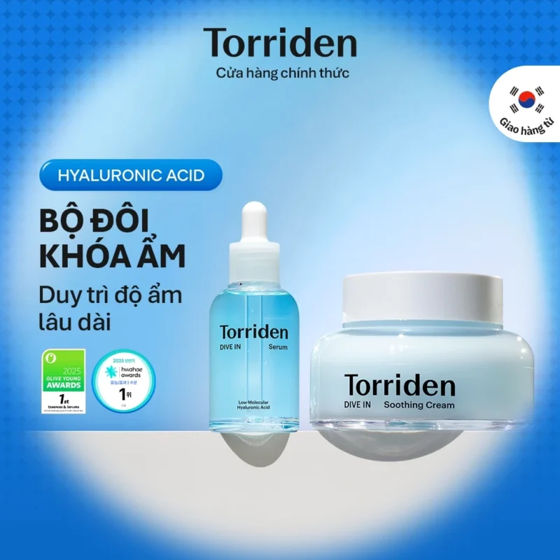 Bộ Chăm Sóc Da Torriden DIVE-IN Serum 50ml + Soothing Cream 100ml Cấp Ẩm, Làm Dịu