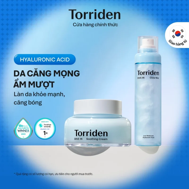 Bộ Chăm Sóc Da Torriden DIVE-IN Soothing Cream 100ml + Mist 120ml Làm Dịu, Cấp Ẩm