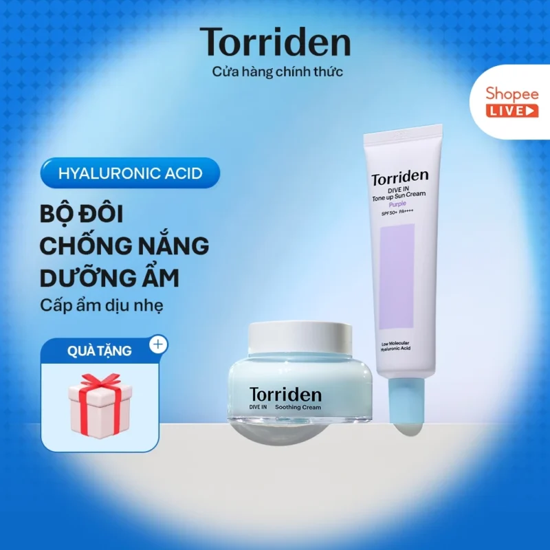 Bộ Chăm Sóc Da Torriden DIVE-IN Tone-Up Sun Cream 60ml + Soothing Cream 100ml