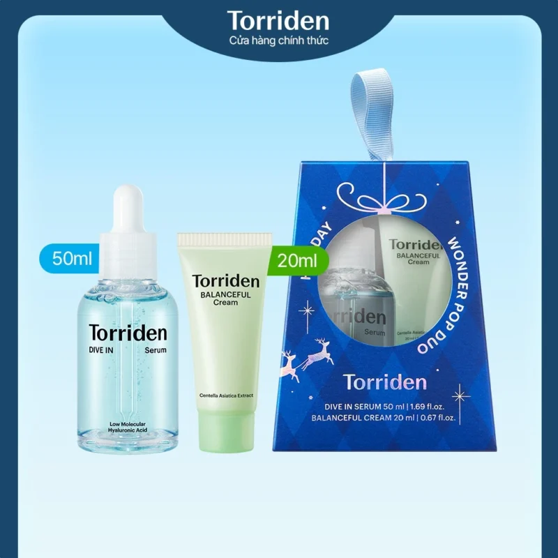 Bộ Chăm Sóc Da Torriden Holiday Wonder Pop DIVE-IN Serum 50ml + BALANCEFUL CICA Cream 20ml
